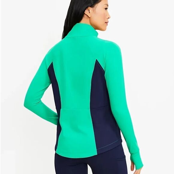 Loft Lou & Grey NWOT Color-block Luvstretch Zip Jacket. Navy/Kelly Green. Size S - Picture 2 of 8